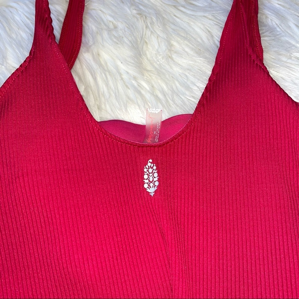 Free People // Fuchsia Ribbed Crop Top - Picture 2 of 6